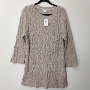 NWT J. Jill Cable Knit Sweater Oatmeal Size XL